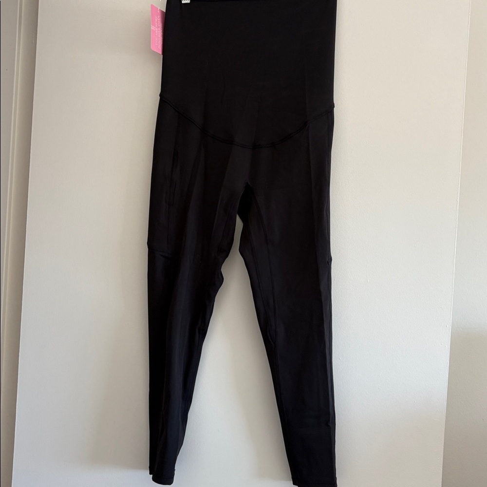 Poshdivah High-Waist Black Maternity Leggings with Side Pocket